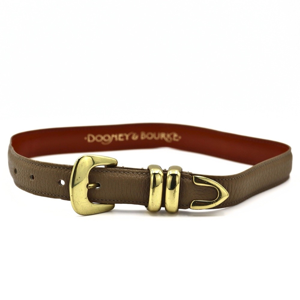 Dooney & Bourke All Weather Leather Belt Brown Gold Buckle XS 22-24